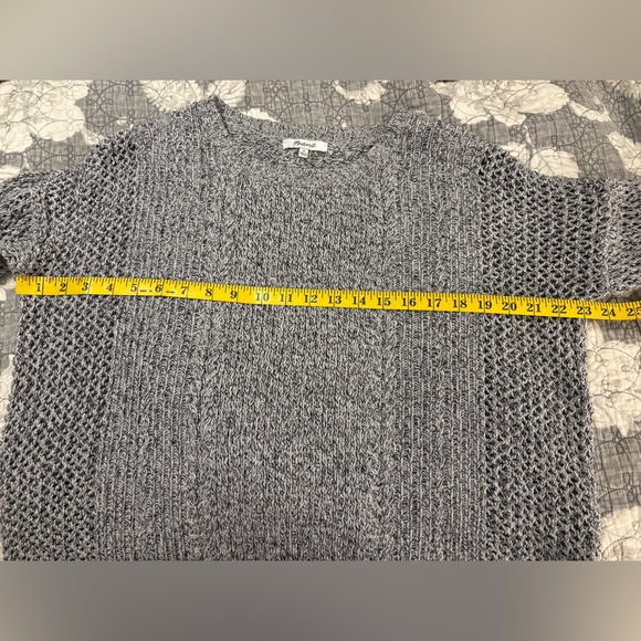 Madewell Heathered Gray Cotton Blend 3/4 Sleeve Crew Neck Sweater - Picture 6 of 10